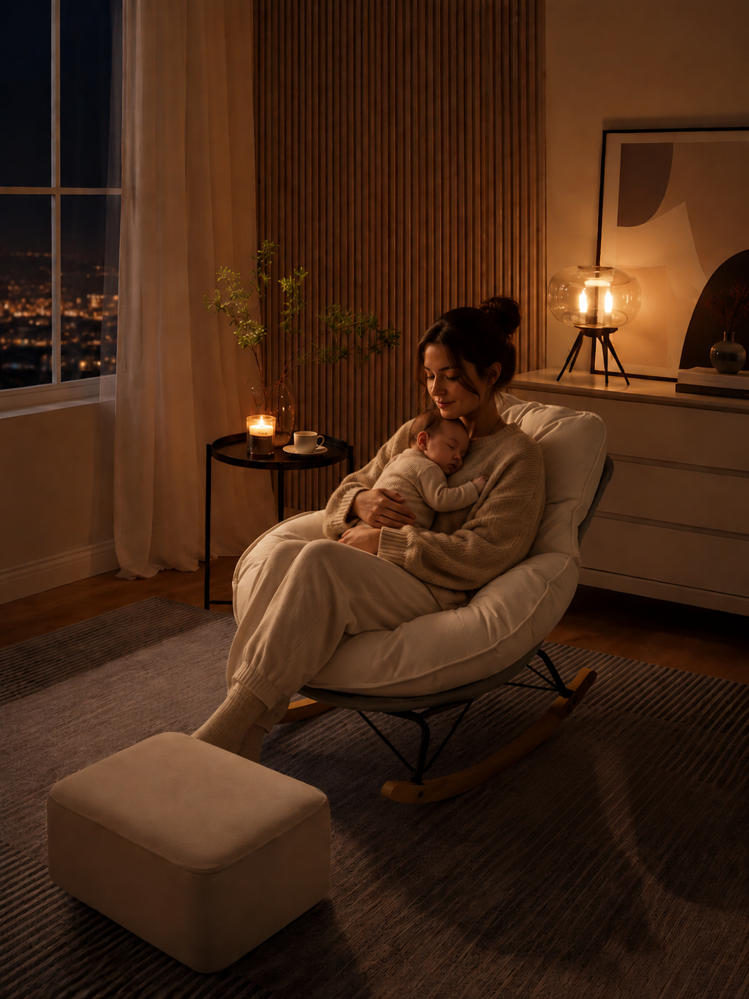 Fauteuil à bascule  blanc cassé | Nestora