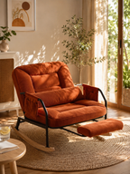 Fauteuil à Bascule Relax Terracotta premium avec Repose-Pieds Intégré | HAVENA