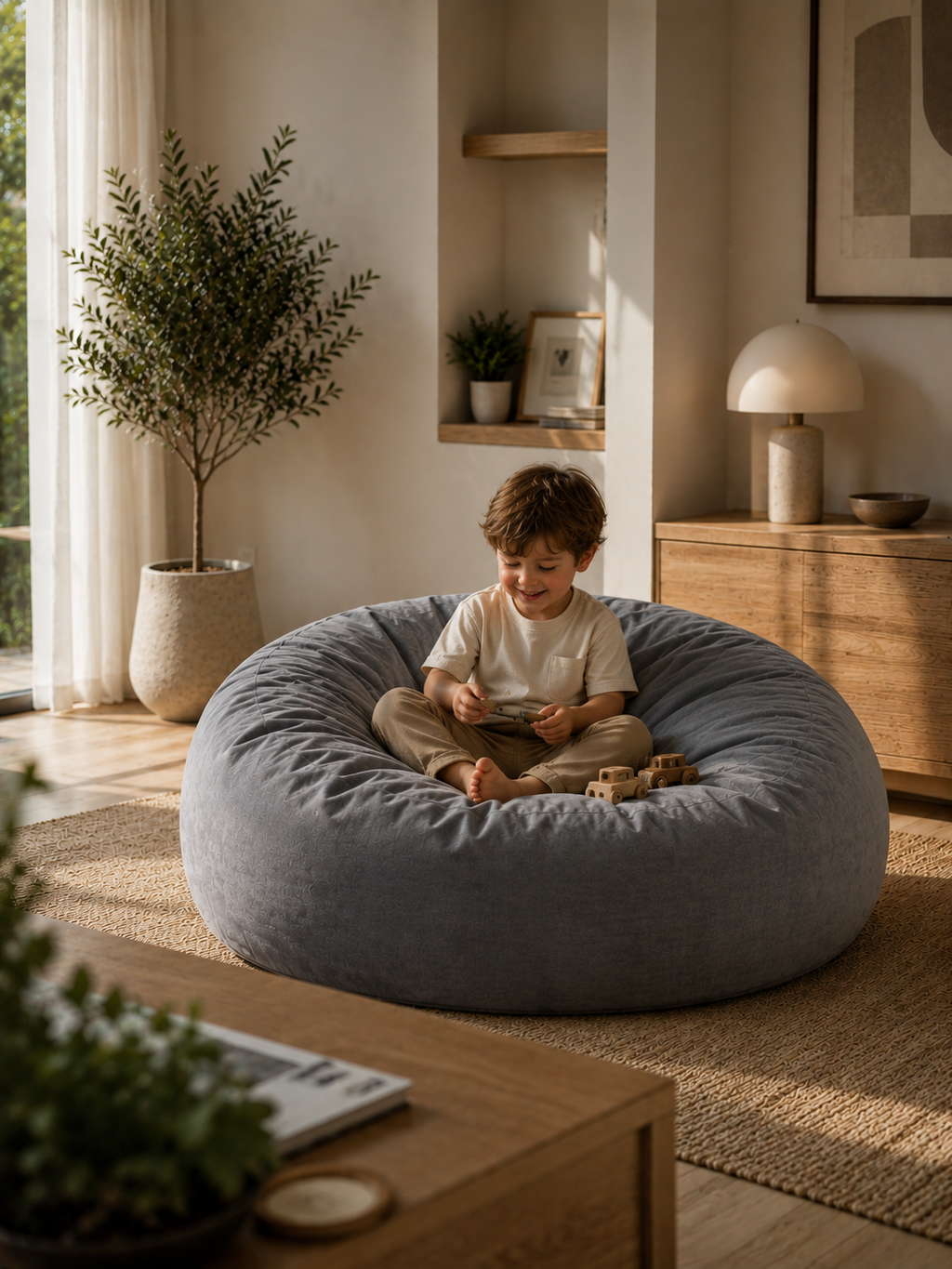 Pouf fauteuil poire salon Géant Rond Cocoon adulte &amp; enfant | orbéa