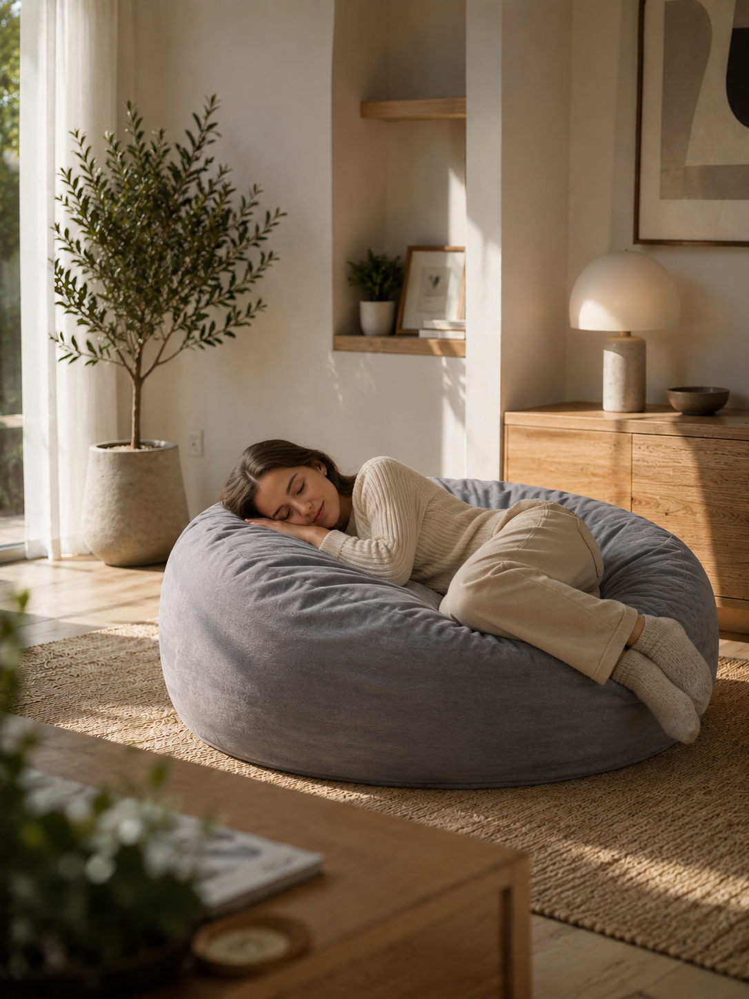 Pouf fauteuil poire salon Géant Rond Cocoon adulte &amp; enfant | orbéa