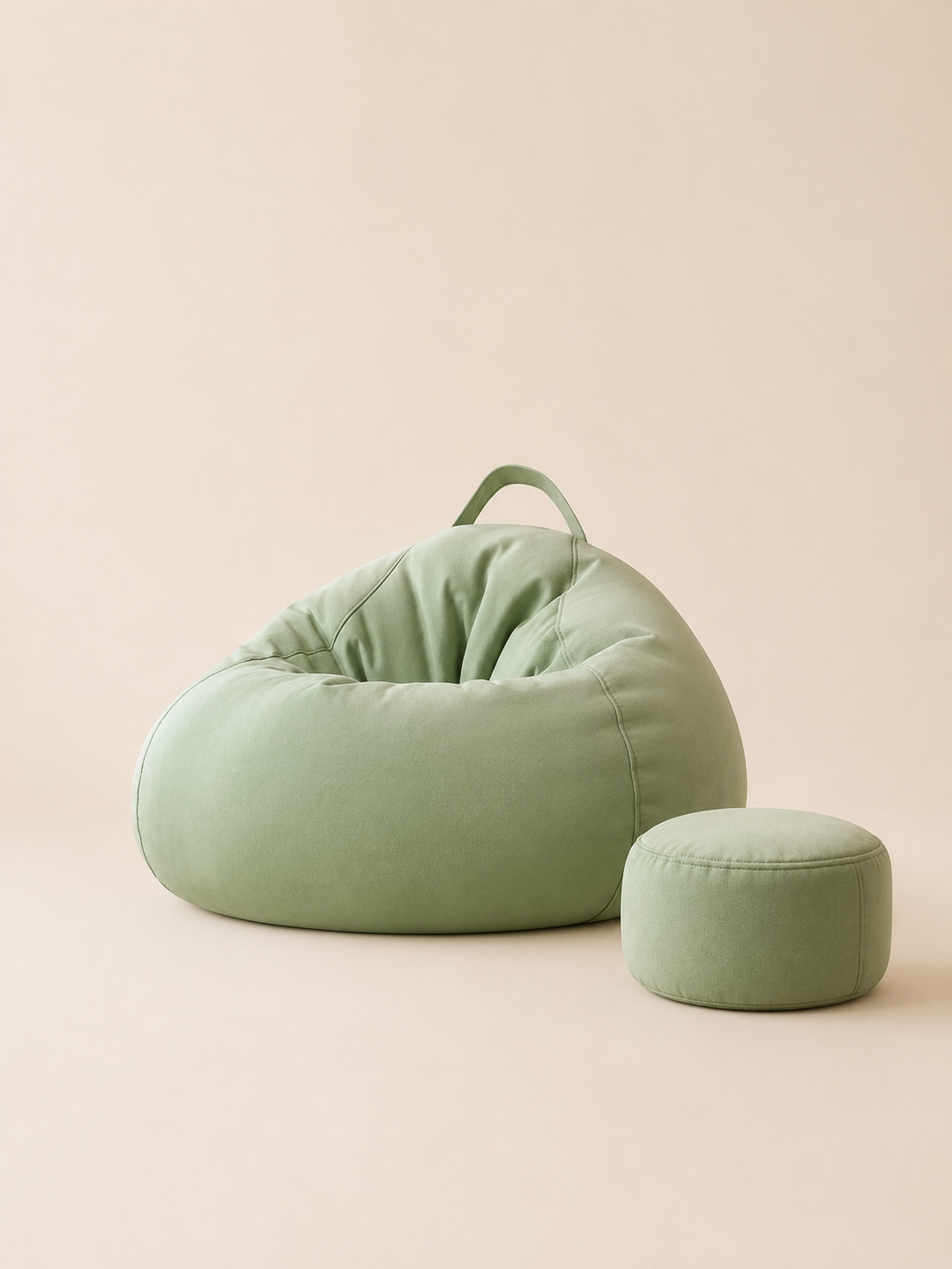 Pouf poire géant salon premium avec repose-pieds assorti | Nesty