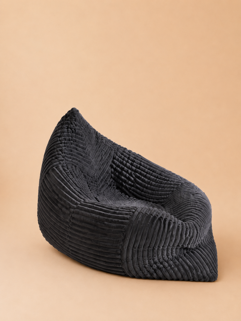 Pouf fauteuil poire salon en velours côtelé anthracite premium | Elvane