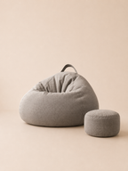 Pouf poire géant salon premium avec repose-pieds assorti | Nesty
