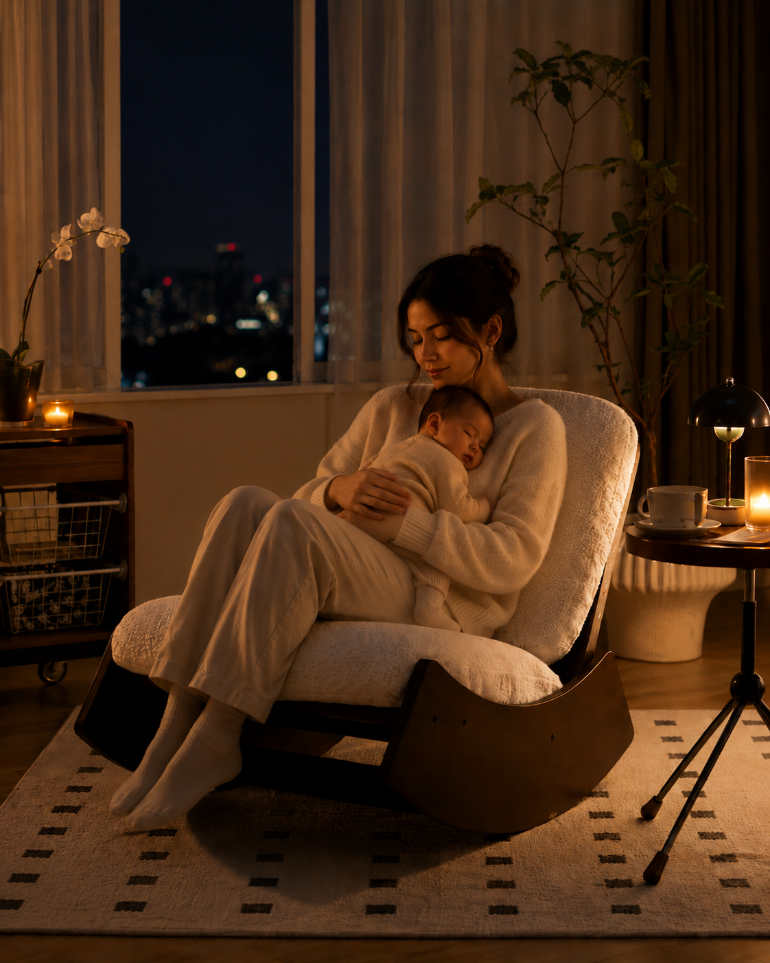 Fauteuil à Bascule Minimaliste  en Bouclé premium | CALMIA