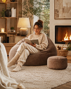 Pouf poire géant salon premium avec repose-pieds assorti | Nesty