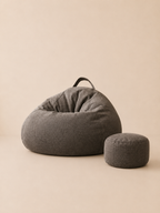 Pouf poire géant salon premium avec repose-pieds assorti | Nesty