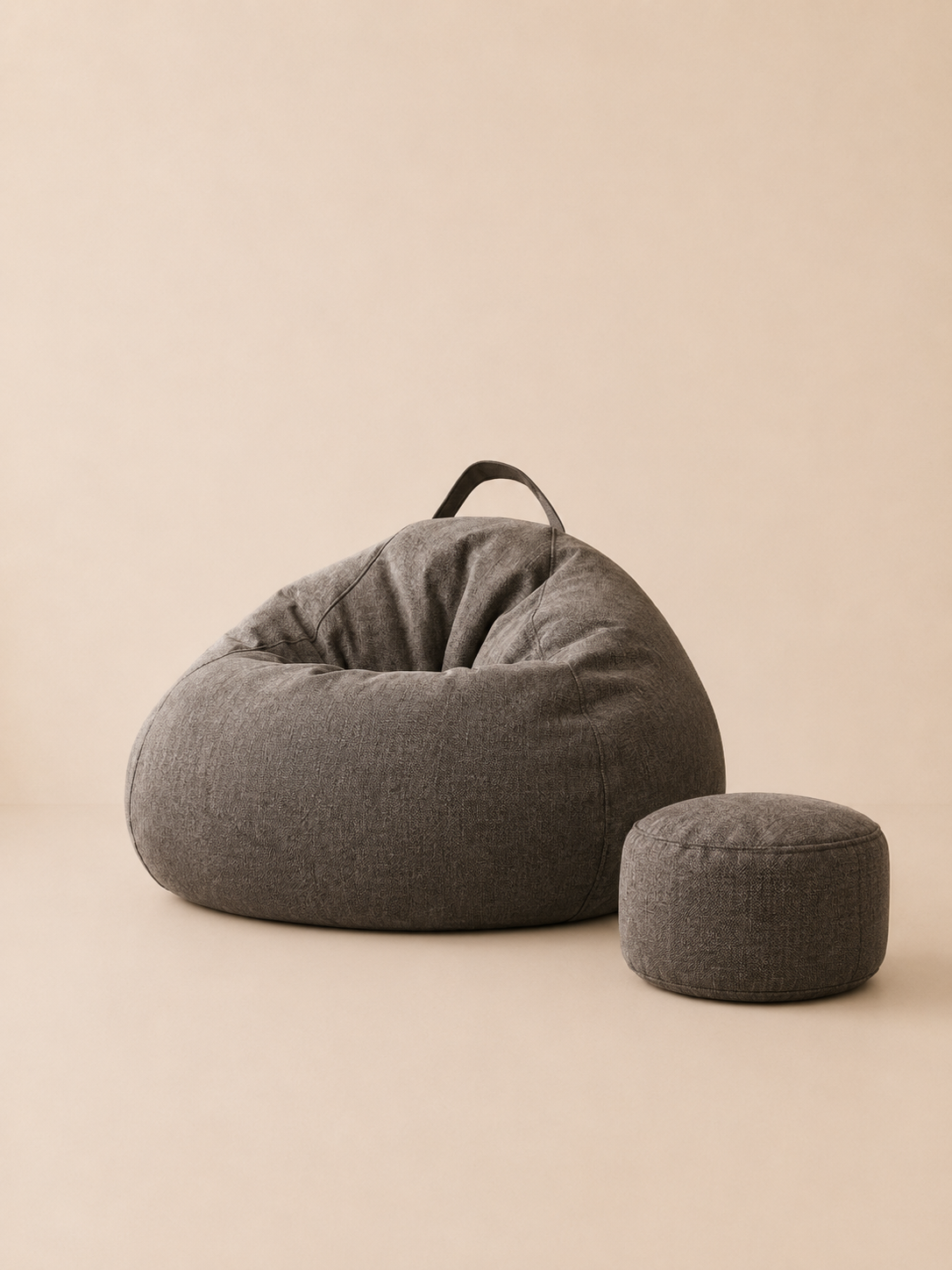 Pouf poire géant salon premium avec repose-pieds assorti | Nesty