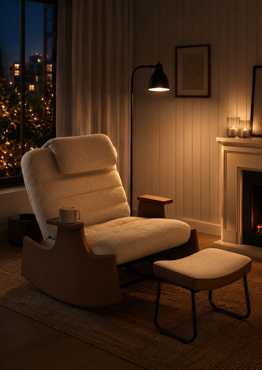 Fauteuil à Bascule Premium avec Repose-Pieds | NOMA