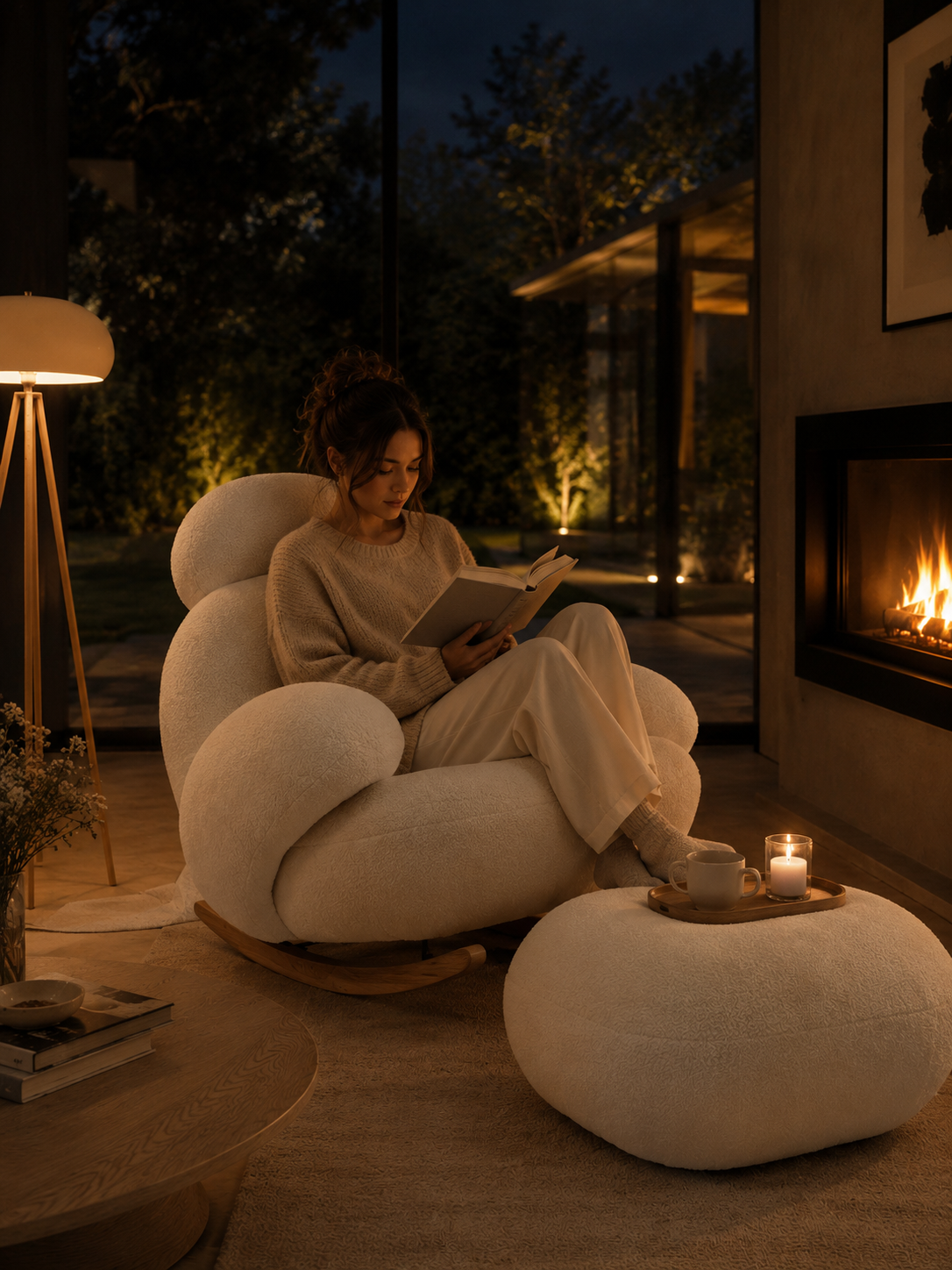 Fauteuil à bascule premium avec repose pied | soléna