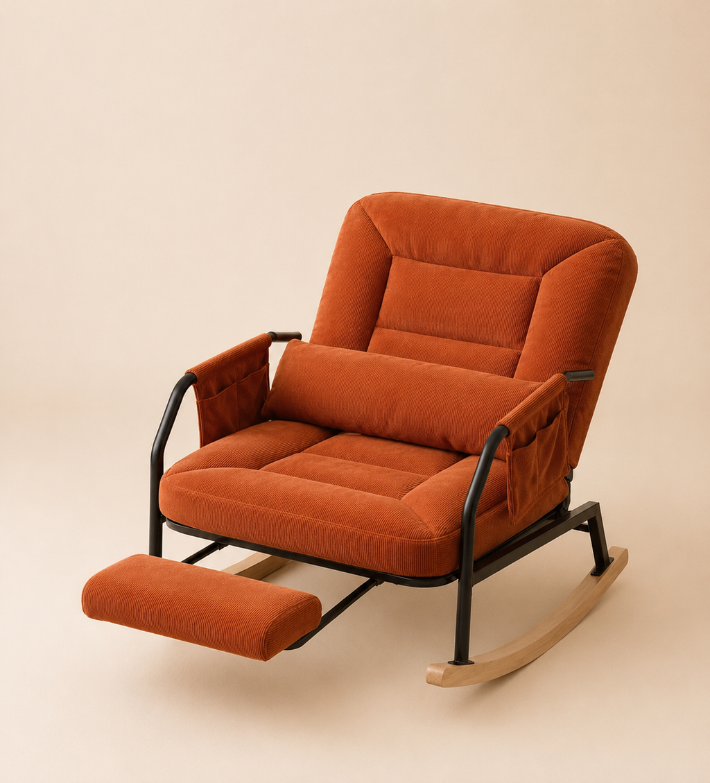 Fauteuil à Bascule Relax Terracotta premium avec Repose-Pieds Intégré | HAVENA